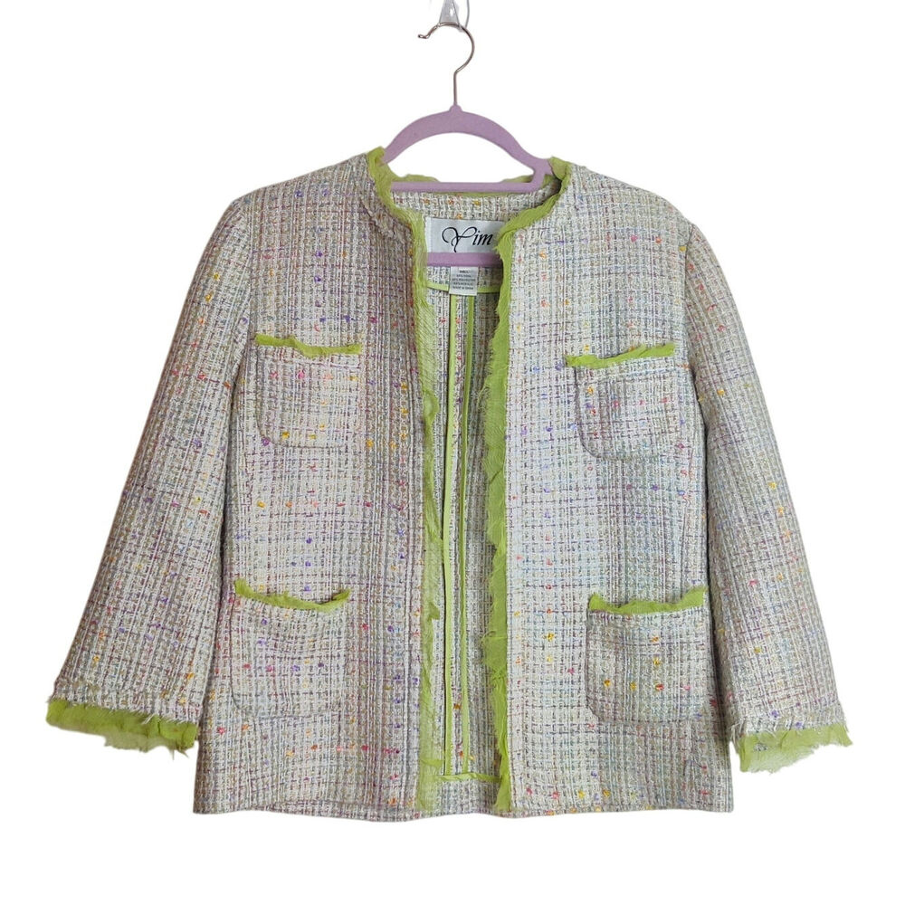 Vintage Yim Wool Blend Pastel Tweed Blazer Medium Preppy Clueless Old Money